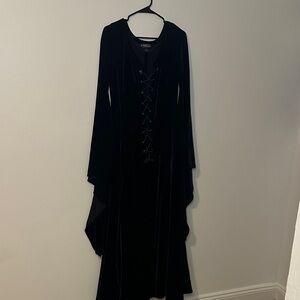 Elegant Black Lace-Up Dress